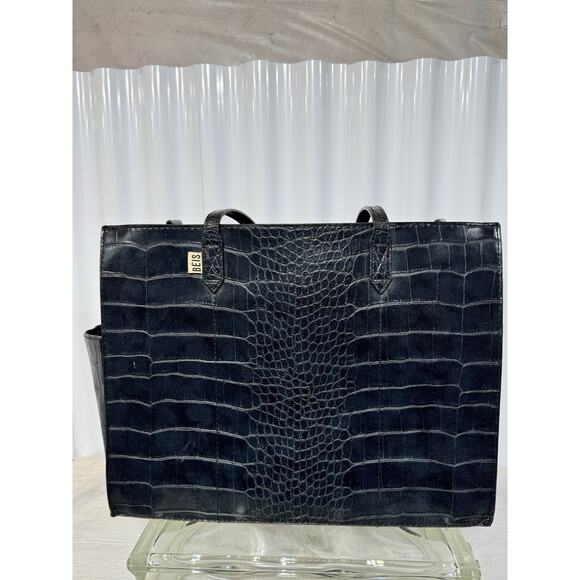 Beis Large Tote Navy Blue Croc Pattern With Multiple Pockets *No Shoulder Strap - Picture 3 of 5
